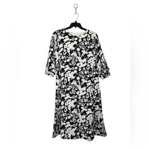 Everlane | Dresses | Nwt Everlane Linen Dress Size 6 Black White Floral  Long Sleeve Maxi Puff Sleeve | Poshmark